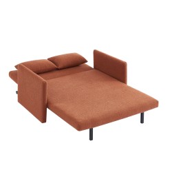 Canapé droit JADE en tissu bouclette terracotta convertible 2 places