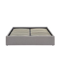 Lit coffre SAKURA tissu gris chiné 140x190 sommier inclus