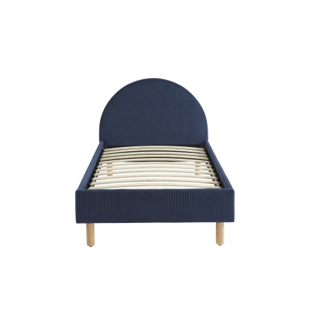 Lit enfant MAGNUS velours côtelé bleu nuit 90x190 sommier inclus