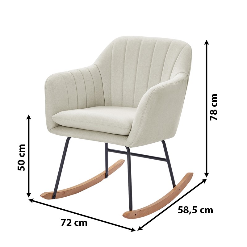 Fauteuil ELSA tissu beige rocking chair