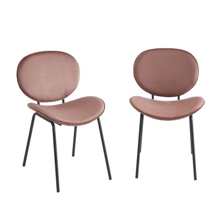 Lot de 2 chaises SHEILA velours rose pieds métal noir