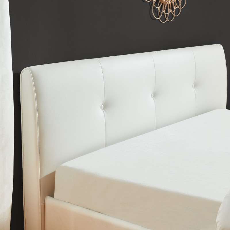 Lit coffre SEGURO simili blanc coffre matelas 160x200