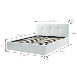 Lit coffre SEGURO simili blanc coffre matelas 160x200