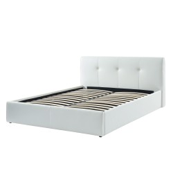 Lit coffre SEGURO simili blanc coffre matelas 160x200