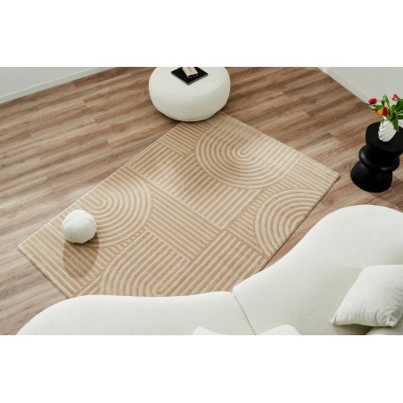 Tapis Olga beige motif en relief 80x150 cm