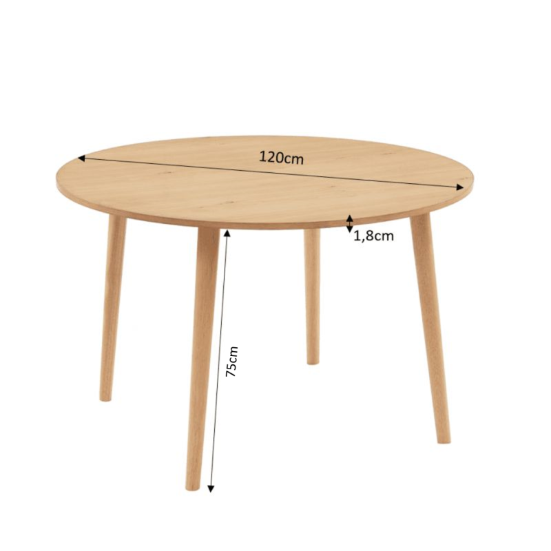 Table à manger ORATELLOplacage chêne 120cm