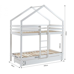 Lit cabane superposé TINYpin blanc90x190 sommier inclus