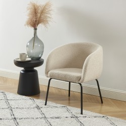 Fauteuil BELORA en tissu bouclette beige