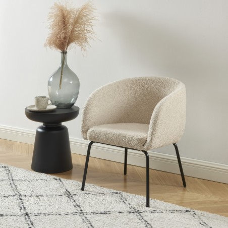Fauteuil BELEM en tissu bouclette beige