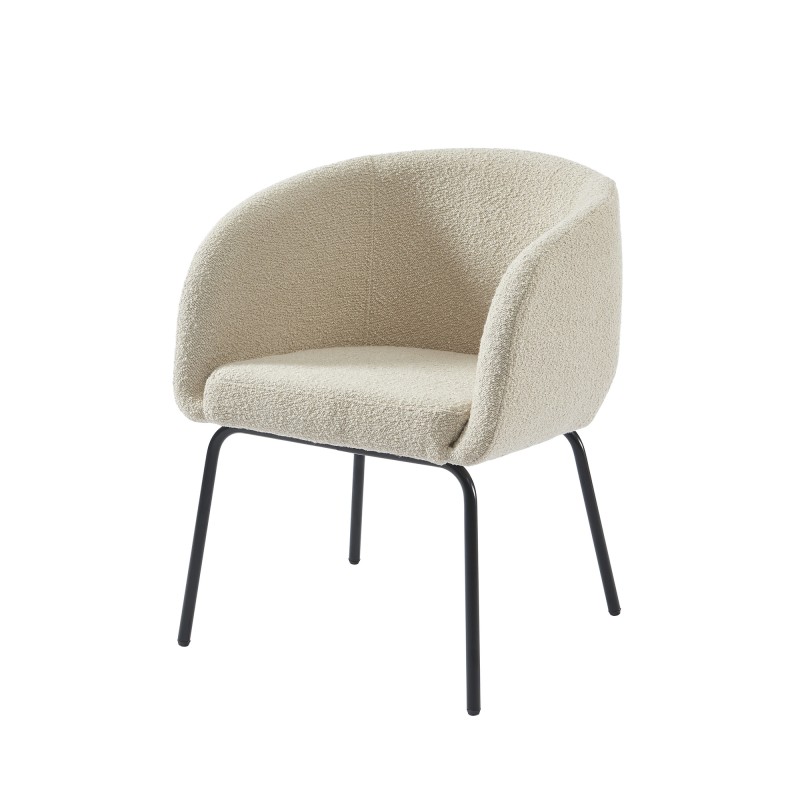 Fauteuil BELORA en tissu bouclette beige