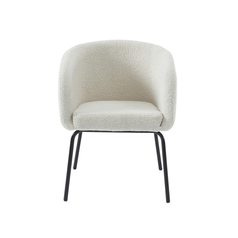 Fauteuil BELEM en tissu bouclette blanc