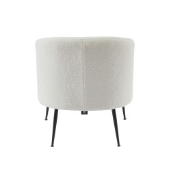 Fauteuil TOMMY en tissu bouclette blanc