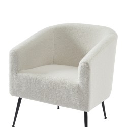 Fauteuil TOMMY en tissu bouclette blanc