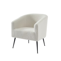Fauteuil TOMMY en tissu bouclette blanc