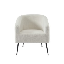 Fauteuil TOMMY en tissu bouclette blanc