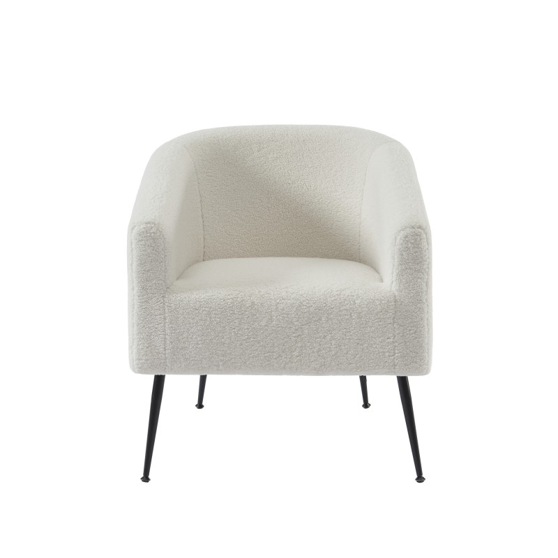 Fauteuil TOMMY en tissu bouclette blanc