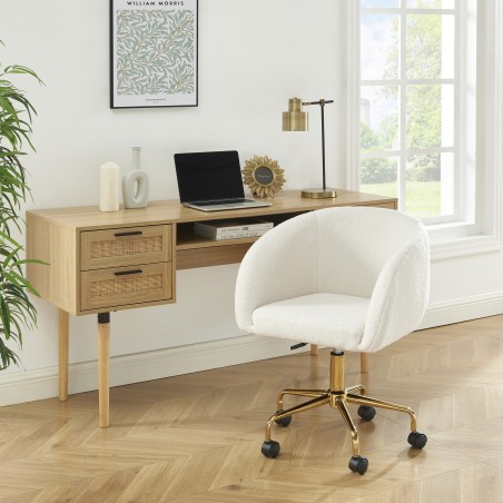 Fauteuil EZRA en tissu bouclette blanc