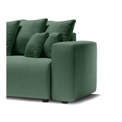 Canapé droit XL LEA convertible velours côtelé vert 5 places