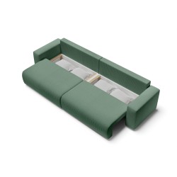 Canapé droit XL LEA convertible velours côtelé vert 5 places