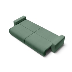 Canapé droit XL LEA convertible velours côtelé vert 5 places