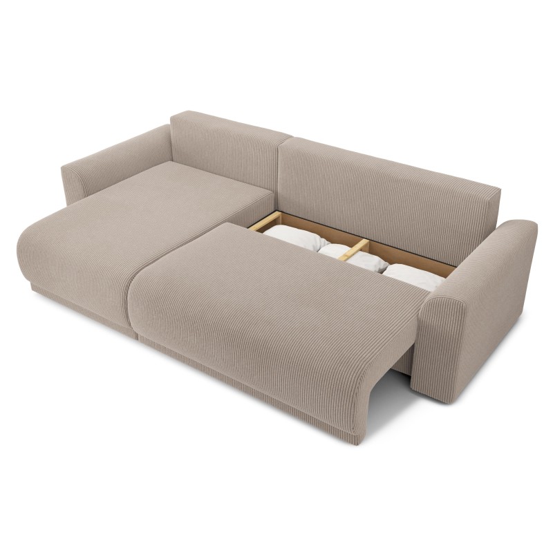 Canapé angle NOVA convertible velours côtelé grège 4 places