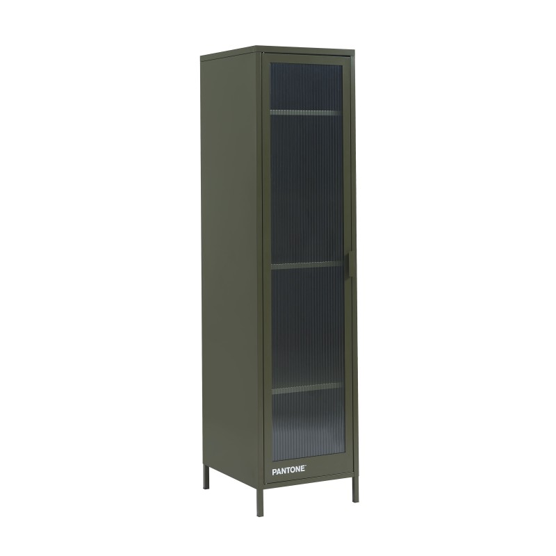 Vestiaire PANTONE vert olive foncé porte en verre cannelé
