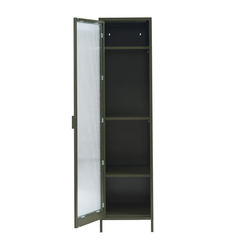 Vestiaire PANTONE vert olive foncé porte en verre cannelé