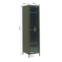 Vestiaire PANTONE vert olive foncé porte en verre cannelé