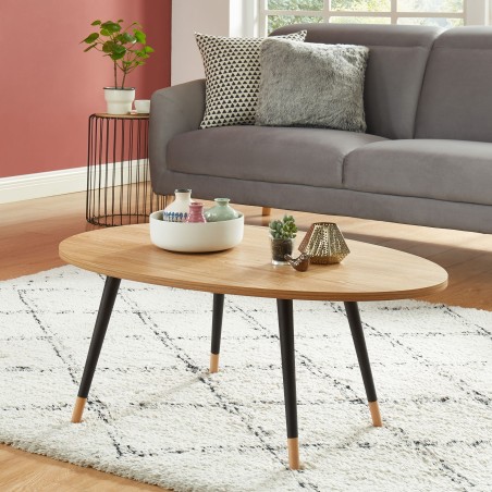 Table basse ORGANICeffet chênepieds noirs 98cm