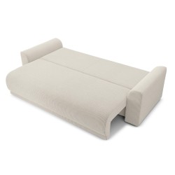 Canapé droit NOVAconvertiblevelours cotêlé beige 3 places