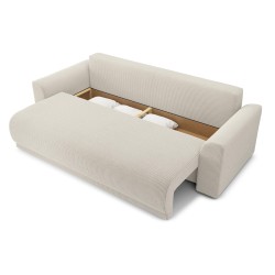 Canapé droit NOVAconvertiblevelours cotêlé beige 3 places