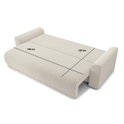 Canapé droit NOVAconvertiblevelours cotêlé beige 3 places