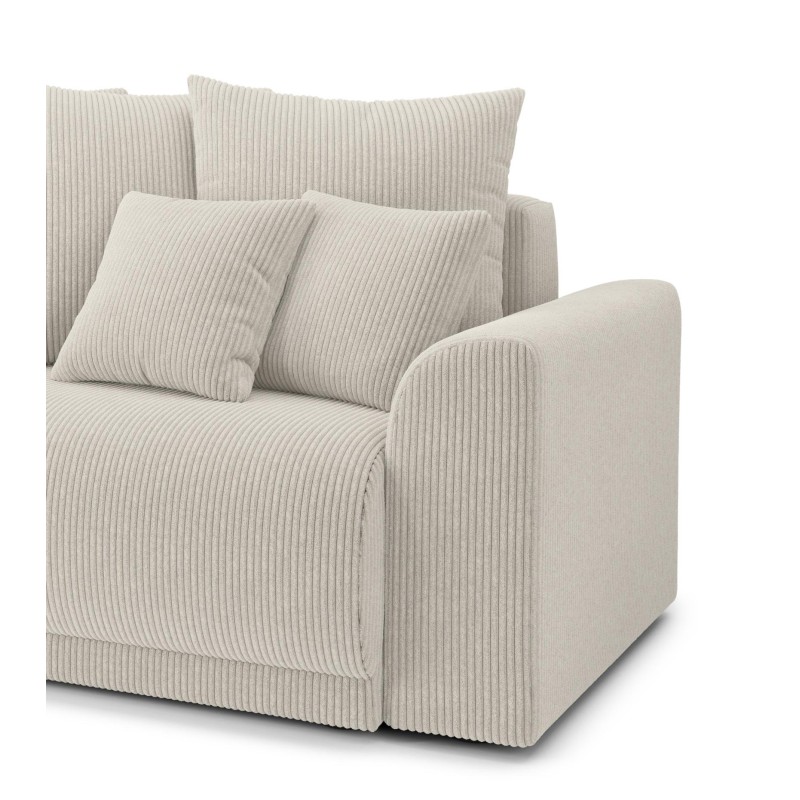 Canapé droit NOVAconvertiblevelours cotêlé beige 3 places