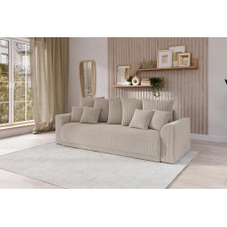 Canapé droit NOVAconvertiblevelours cotêlé grège 3 places