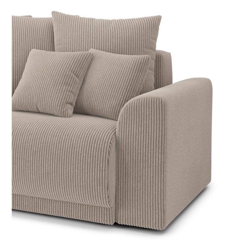 Canapé droit NOVAconvertiblevelours cotêlé grège 3 places