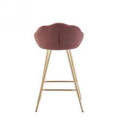 Lot de 2 tabourets CORAIL en velours rose avec pieds dorés
