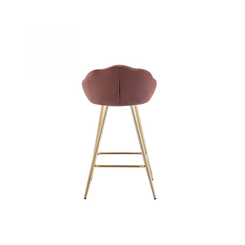 Lot de 2 tabourets CORAIL en velours rose avec pieds dorés