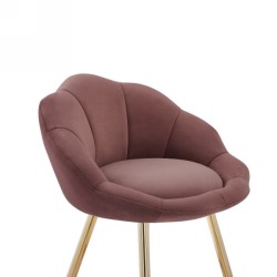 Lot de 2 tabourets CORAIL en velours rose avec pieds dorés