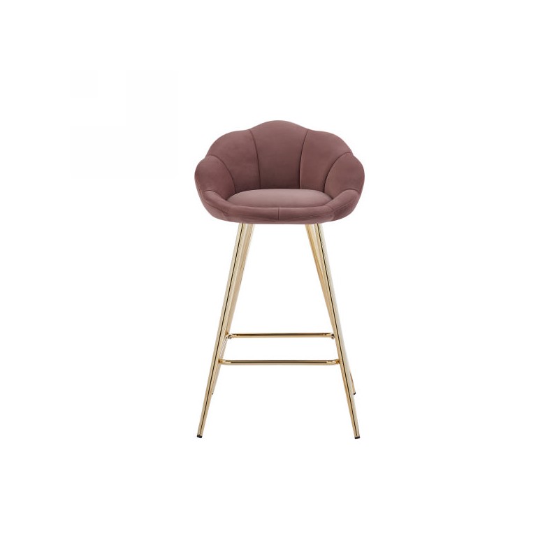 Lot de 2 tabourets CORAIL en velours rose avec pieds dorés