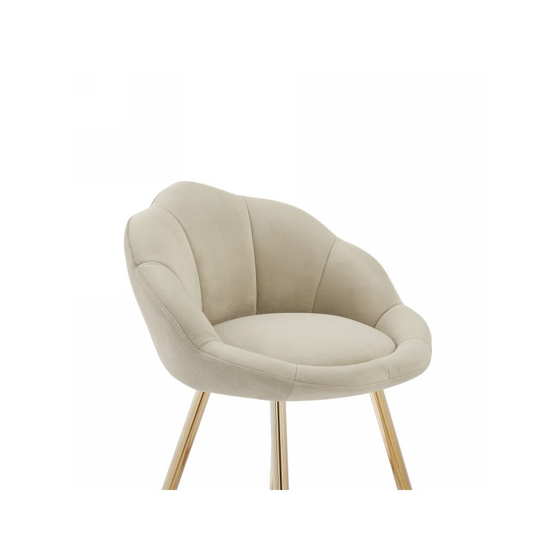 Lot de 2 tabourets CORAIL en velours beige avec pieds dorés