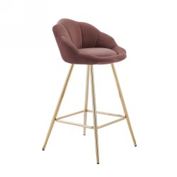 Lot de 2 tabourets CORAIL en velours rose avec pieds dorés
