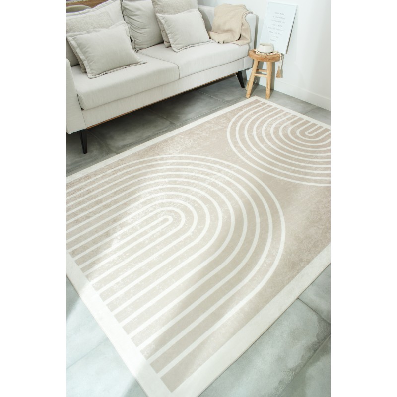 Tapis ALVA beige motif arc en ciel 80x150 cm