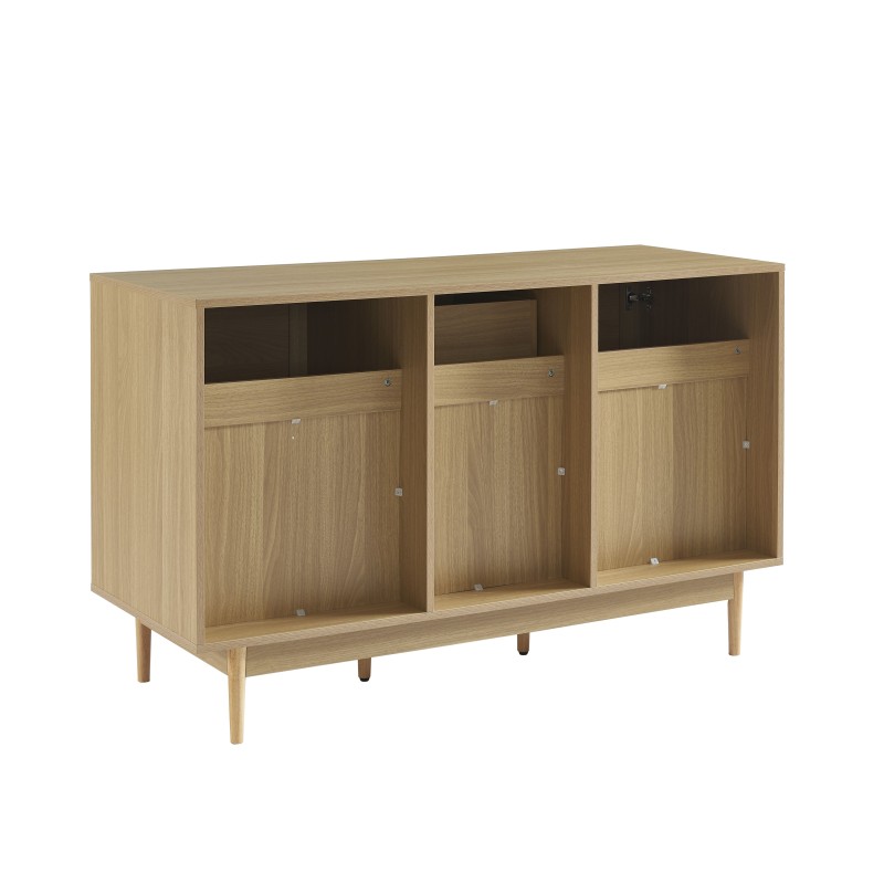 Meuble sous lavabo AMANA effet chêne et cannage rotin 130cm