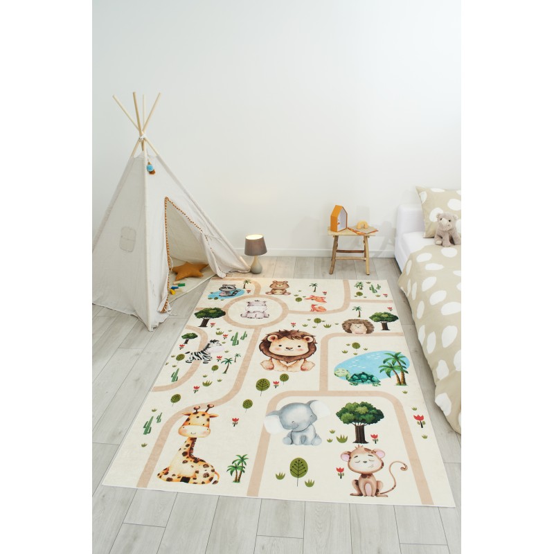 Tapis NOE beige motif animaux 160x230 cm