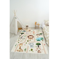 Tapis NOE beige motif animaux 80x150 cm