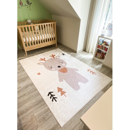 Tapis NOE marron motif renne 160x230 cm