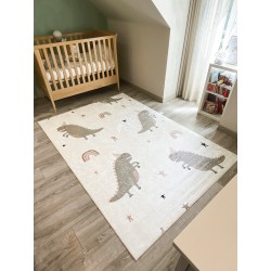 Tapis NOE vert motif dinosaures 80x150 cm