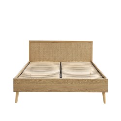 Lit double INES cannage rotin 140x190 sommier inclus