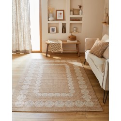 Tapis MALLORCA marron et blanc aspect jute 200x290cm