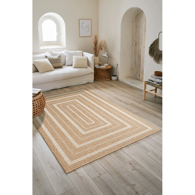 Tapis MENORCA marron et blanc aspect jute 160x230cm
